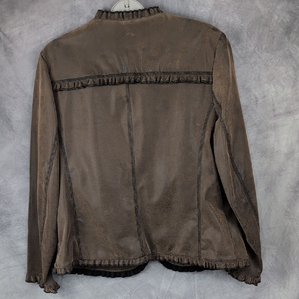 Ruby Rd. Brown Ruffle Trim Blazer - Picture 2 of 8